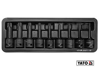 Набір насадок викруткових ударних YATO : TORX T20-T70. квадрат- 1/2". Cr-Mo. 9 Од [10]