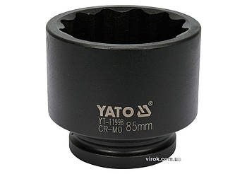 Головка торцева ударна 12-гранна YATO : квадрат 1", М= 85 мм, L = 102 мм [4]