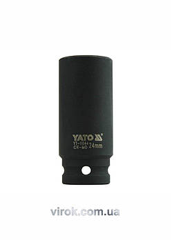 Головка торцева ударна 6-гранна YATO : подовжена, квадрат 1/2", М= 24 мм, L= 78 мм [15/60]