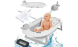 Дитяча складна ванночка NELA з термометром і подушкою Польща 81x49x21 см