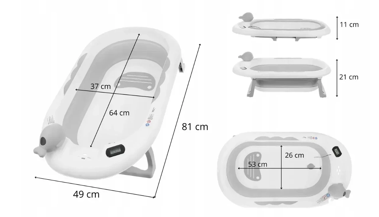 Дитяча складна ванночка NELA з термометром і подушкою