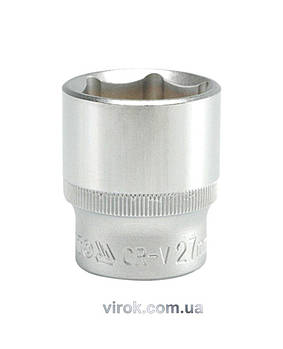 Головка торцева 6-гранна YATO : квадрат 1/2", М= 27 мм, L= 42 мм [12/60/120]