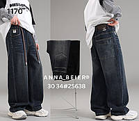 Підліткові вільні джинси на хлопчиків 152-176 см, дитячі сучасні молодіжні темні штани джинс багі без блискавки