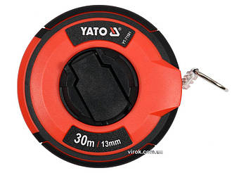 Рулетка вимірювальна сталева YATO : L= 30 м, b= 13 мм, ручне змотування, закритий корпус [10/40]