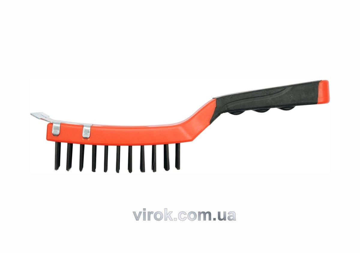 Щітка дротяна сталева з носиком YATO : 4- рядна, L= 200 мм з пластмасовою ручкою [12/72], фото 1