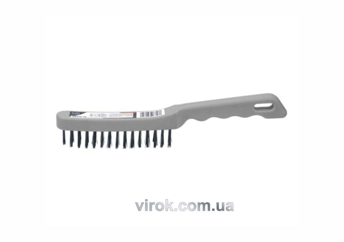 Щітка дротяна сталева YATO : 4- рядна, пластикова ручка [12/120], фото 1