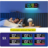 Настінний електронний Led годинник Mids з 7 кольорами підсвічування та дистанційним керуванням., фото 4