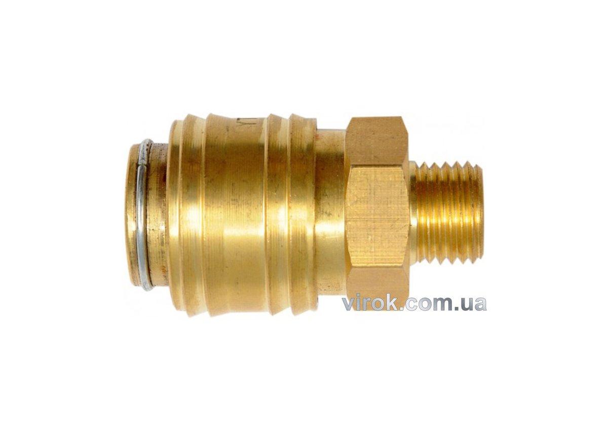 Швидкознімне латунне з'єднання пневматичне YATO, Ø= 1/4" і зовніш. різьбове Ø= 1/4" [50/100], фото 1