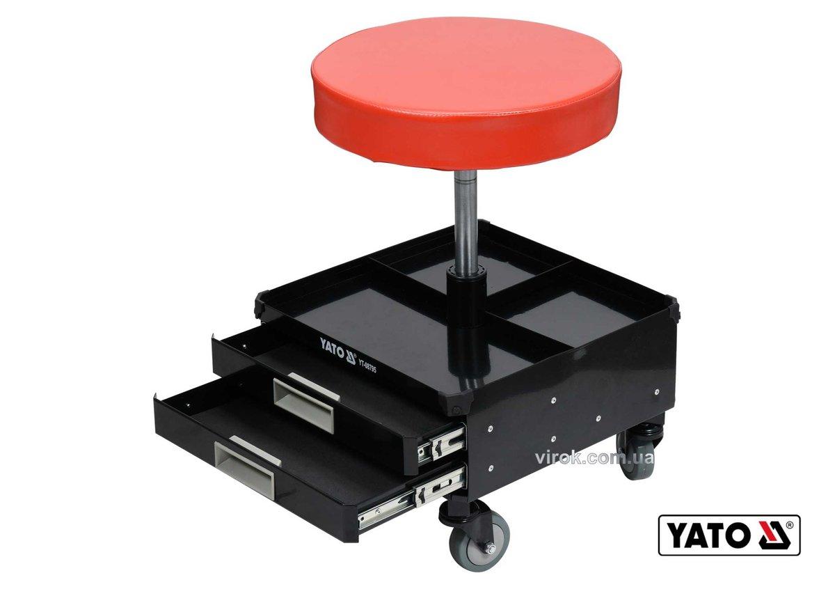 Табурет на колесах YATO з 3 шуфлядами, 380 x 380 x 450-560 мм, 150 кг [1], фото 1