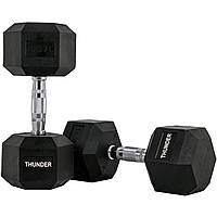Гантель гумова гексагональна 17,5 кг THUNDER — професійна гантель для тренувань у спортзалі