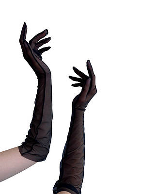 Довгі рукавички з еластичної в чорному кольорі