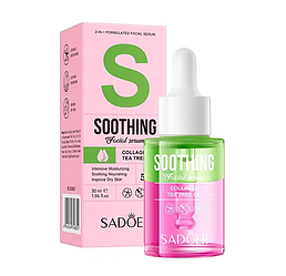 Двофазна заспокійлива сироватка для обличчя з колагеном та олією чайного дерева SADOER FACIAL SERUM PH 5.5, 30 мл
