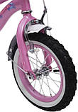 Дитячий сталевий Princess-Rueda14 велосипед з батьківською ручкою, кошиком, багажником для ляльки, рожевий для дівчинки, фото 4