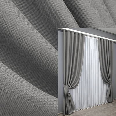 Комплект штор (2шт. 1,5х2,7м.) льон-блекаут рогожка, колекція "Льон Мішковина". Колір сірий. Код 1797ш 33-0764