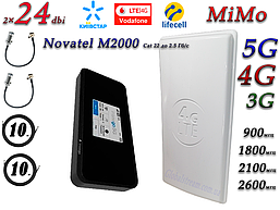 5G/4G Комплект Wi-Fi роутер Inseego Novatel M2000 Cat 22 до 2.5 Гб/с і Антена планштова MIMO 2×24dbi (48 дб)