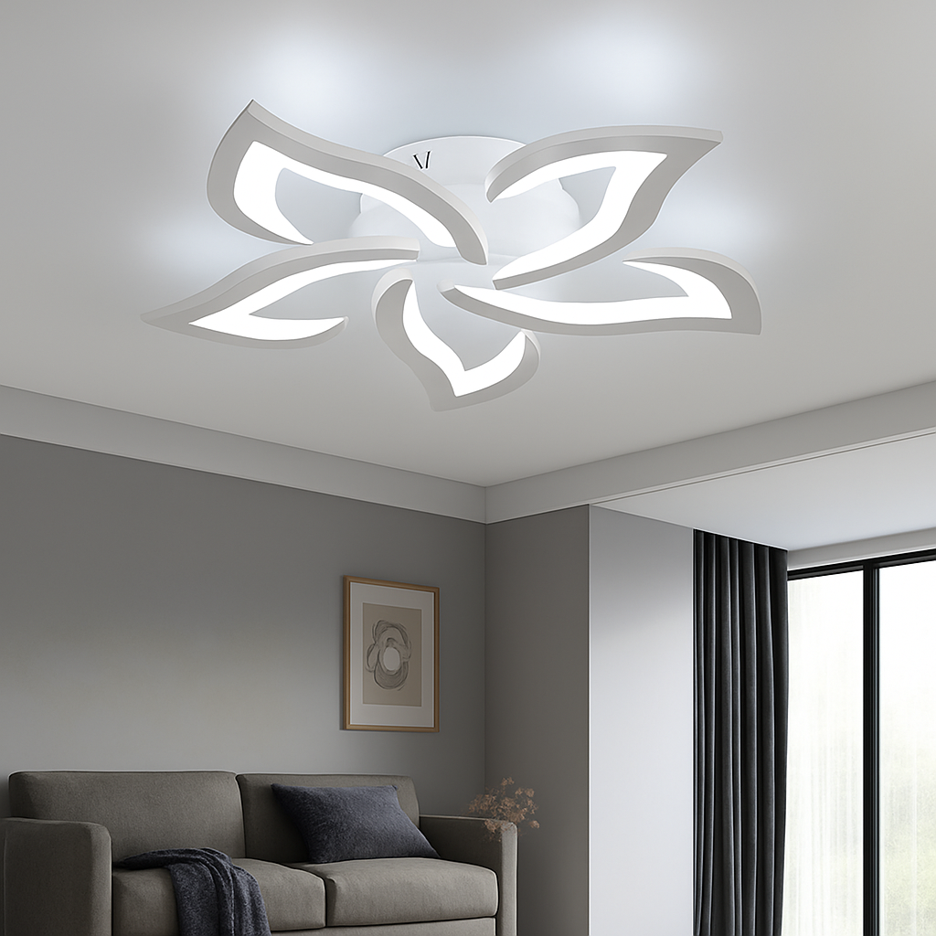Стельова Led люстра Лотос до 18 м² з керуванням пультом (V 5102-5 WH), фото 1