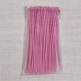 Стяжка кабельна "4х200" рожевий 100шт шир. 2,7мм довж. 200мм