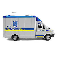 Машинка Поліція укр мова інерція звук світло вірші пісні звук сирени двері та дах відчиняються пластик 26,5*9*12см ( ТК-73429), фото 3