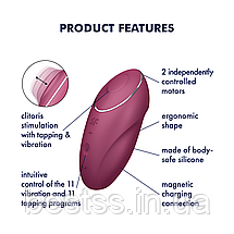 Накладний кліторальний стимулятор з 11 режимами вібрації та 11 режимами постукування Satisfyer Tap & Climax 1 Red, фото 2