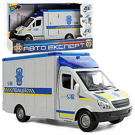 Машинка Поліція укр мова інерція звук світло вірші пісні звук сирени двері та дах відчиняються пластик 26,5*9*12см ( ТК-73429)