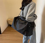 Жіноча спортивна дорожня сумка для тренажерного залу, ручної поклажі з відділенням для взуття Чорна, фото 5