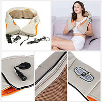 Роликовий масажер для шиї та спини з інфрачервоним прогрівом і автотаймером, адаптери в комплекті