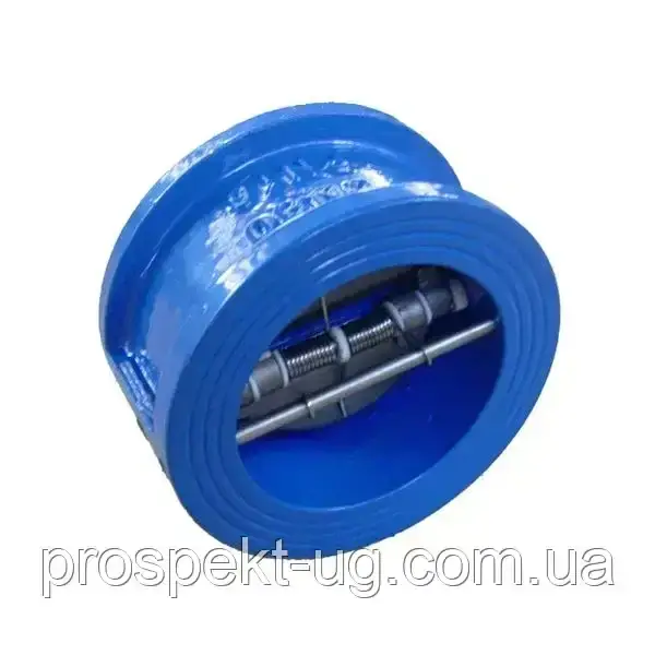 Клапан Ду125 ру16 зворотний чавунний міжфланцевий двопелюстковий підпружинений, фото 1