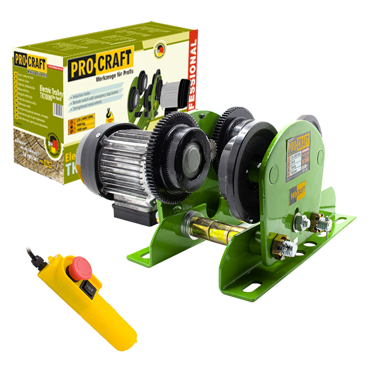 Електрична каретка Procraft TK1000, 1000 кг, 200 Вт, IP54, швидкість 16,4 м/хв, фото 1