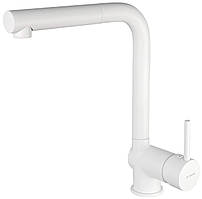 Змішувач для кухні Deante Aster, довж.виливу - 209мм, поворотний, витяжний, 1важіль, білий