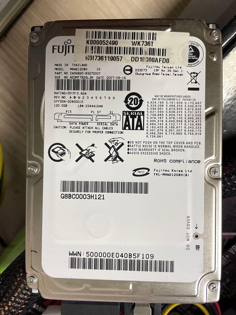 Жорсткий диск для ноутбука Fujitsu 120GB 5400об/м 8МБ 2.5" SATA, фото 1