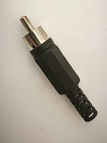 Штекер RCA під шнур, корпус пластик, чорний, Tcom