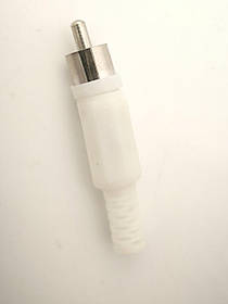 Штекер RCA під шнур, корпус пластик, білий, Tcom