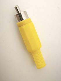 Штекер RCA під шнур, корпус пластик, жовтий, Tcom