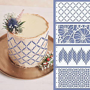 Набір трафаретів для торта 4 шт, бічні 100 мм 0,5 мм (440х280)