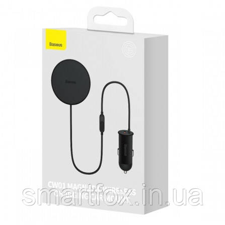 Холдер автомобільний Baseus CW01 MagSafe Wireless Charging 15 W (+ АЗП USB 25 W) Black C40141000111-01