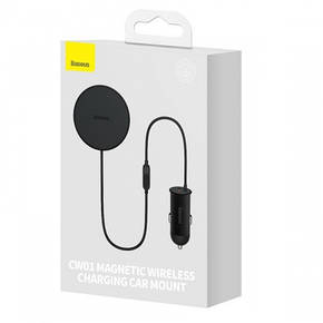 Холдер автомобільний Baseus CW01 MagSafe Wireless Charging 15 W (+ АЗП USB 25 W) Black C40141000111-01, фото 1