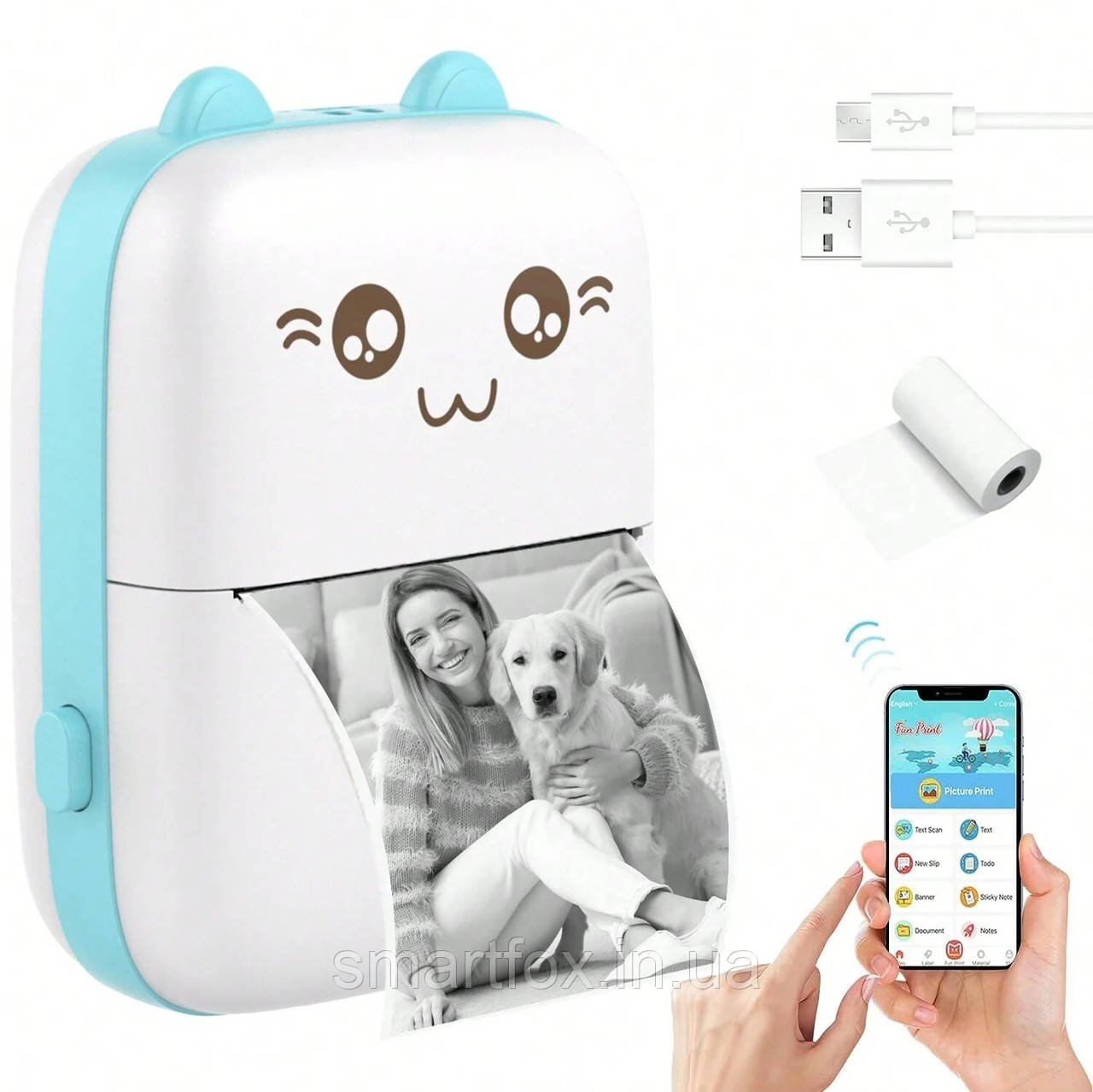 Принтер міні портативний Bluetooth 203dpi Mini printer
