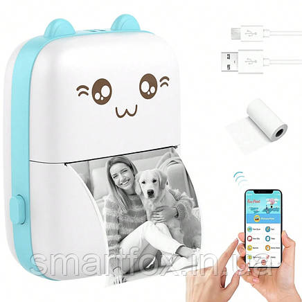 Принтер міні портативний Bluetooth 203dpi Mini printer, фото 1