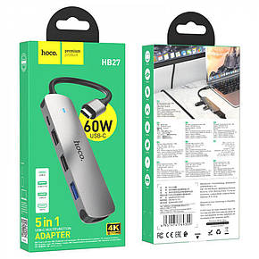 Хаб Type-C Hoco HB27 Type-C multi-function converter(HDTV+USB3.0+USB2.0*2+PD), фото 1