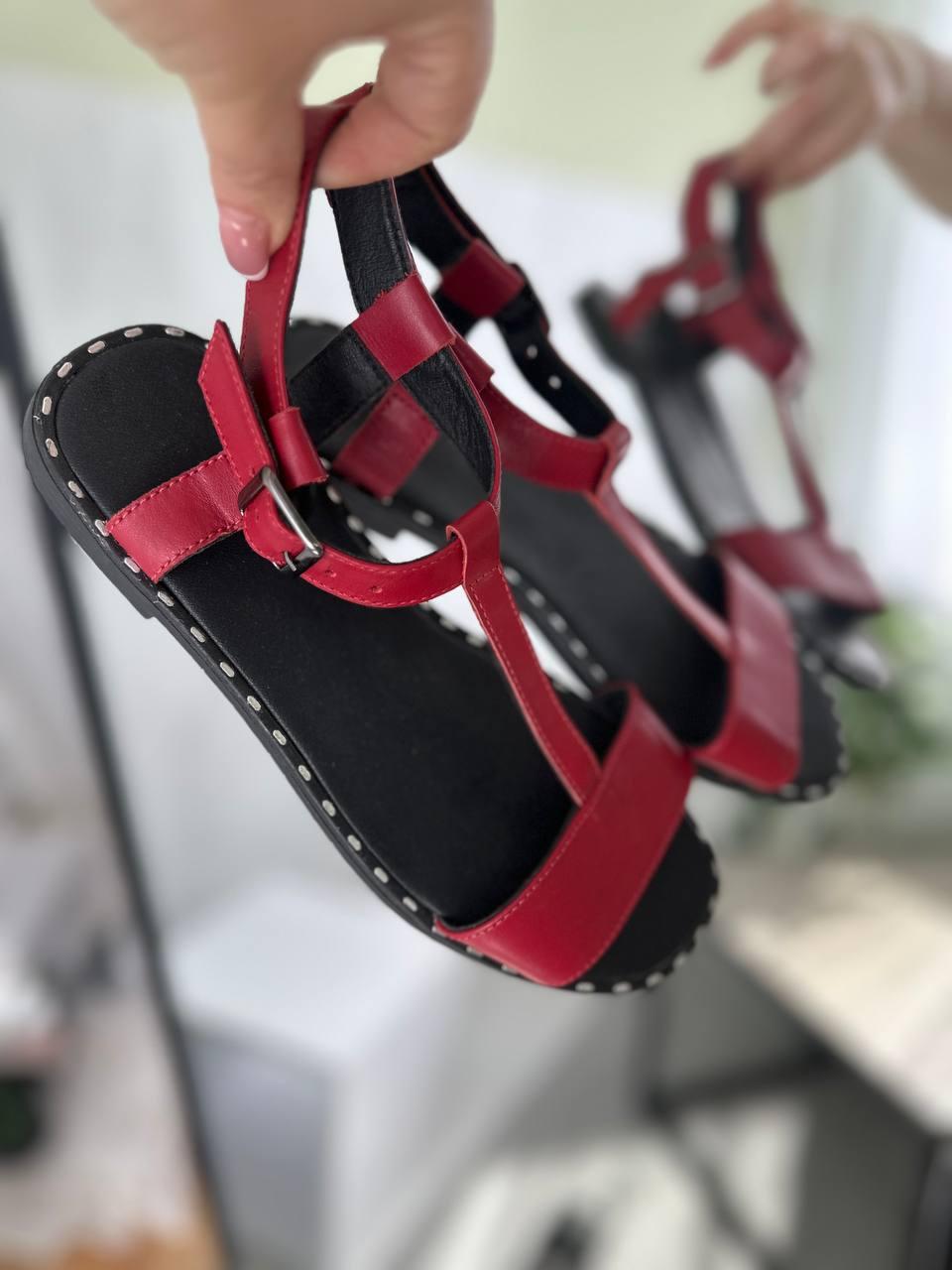 Червоні жіночі босоніжки з натуральної шкіри  36 р-р, фото 1