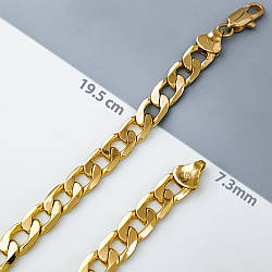 Браслет Плоский Панцир без каміння р.19.5; медзолото Xuping, позолота 18К