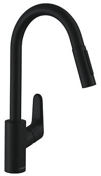 Змішувач для кухні Hansgrohe Focus M41, довж.виливу - 235мм, витяжний, 1важіль, KM240, чорний матовий