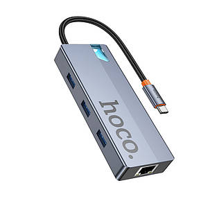 Хаб USB Hoco HB51 Type-C 6-in-1 (HDTV+RJ45-100Mbps+PD+USB3.0*3), фото 2