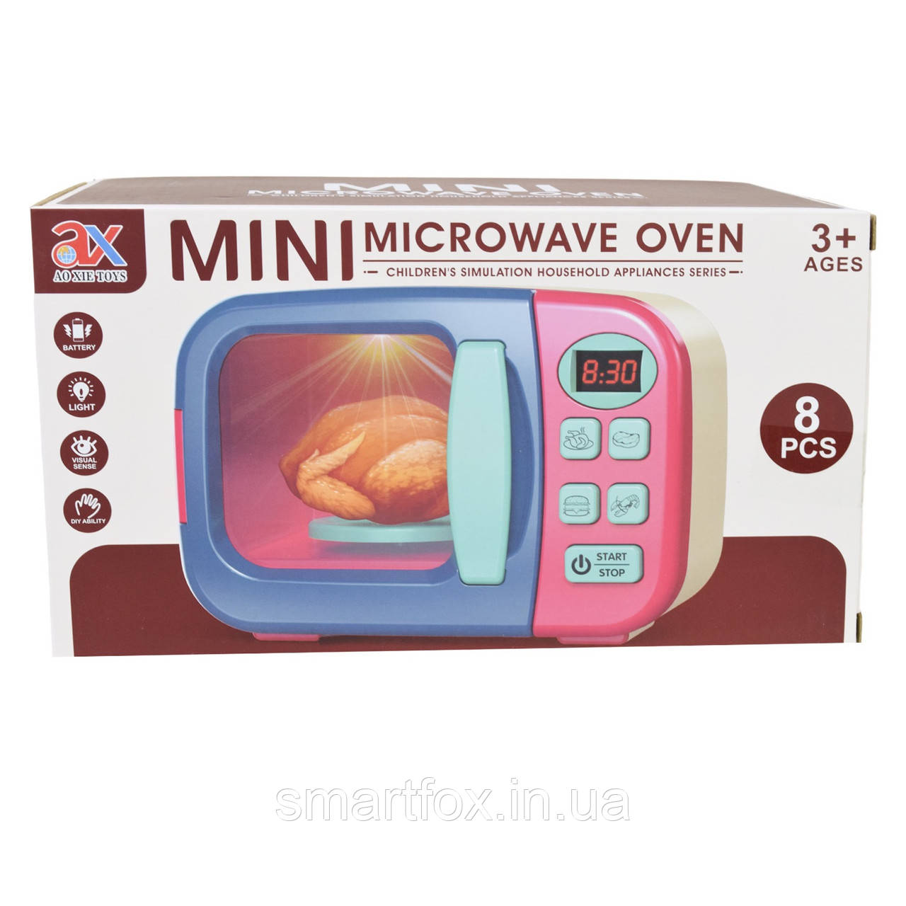 Мікрофолновка дитяча MINI MICROWAVE OVEN 6823A звукові ефекти 8 предметів