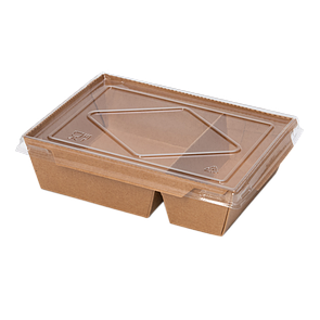 Контейнер крафтовий на 2 поділи з кришкою 1200мл (50шт/уп|200шт/ящ)