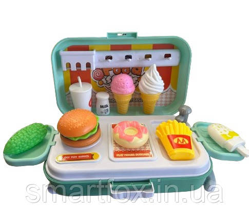 Ігровий набір Кафе фаст-фуд у валізці Food series 6098 9 предметів, фото 1