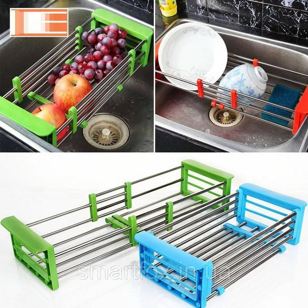 Кухонна сушарка для посуду універсальна розсувна KITCHEN DRAIN SHELF (33-48 см)