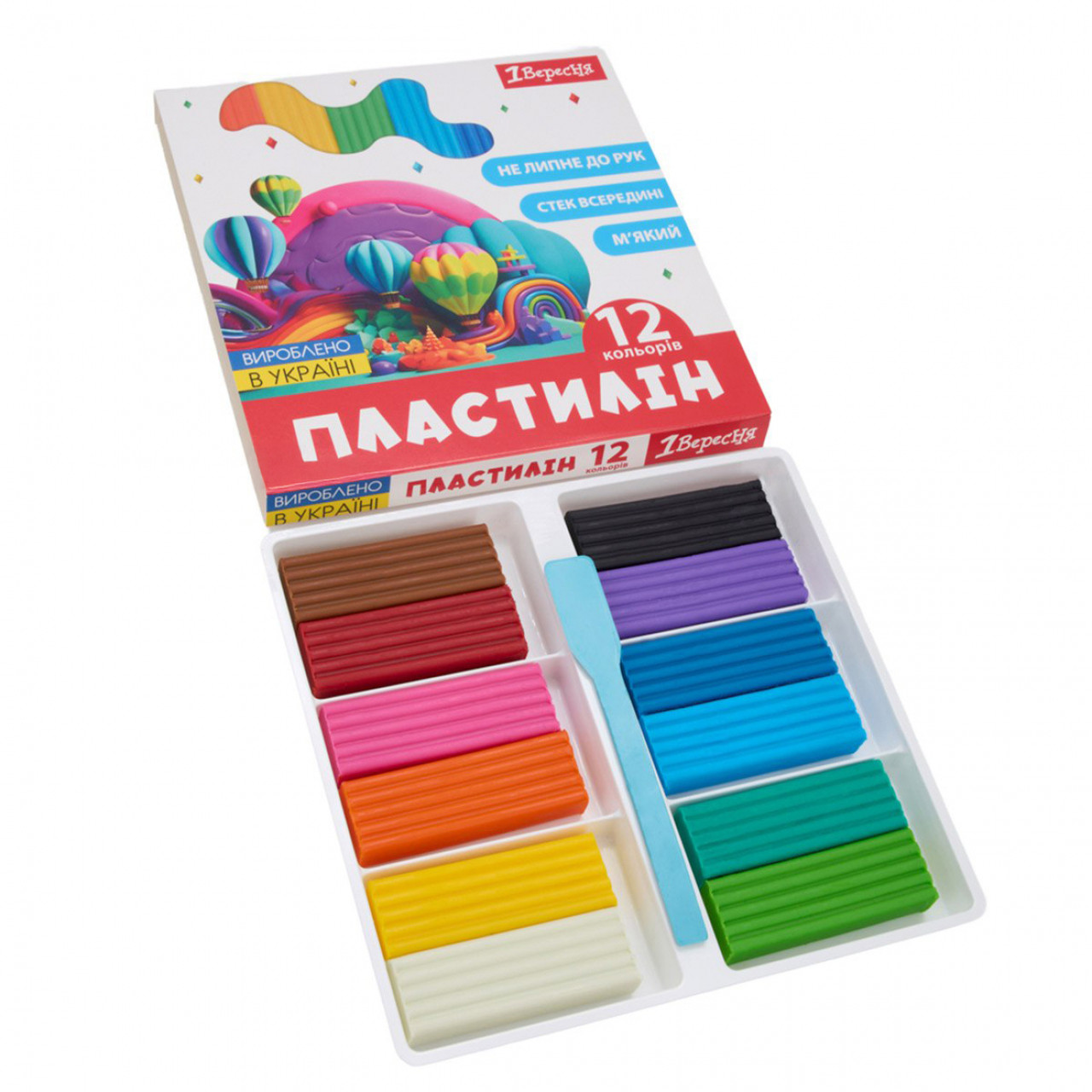 Пластилін , 12 кольорів, 240г "Classic", в кор. 17*17*2см, ТМ 1 Вересня, Україна, фото 1