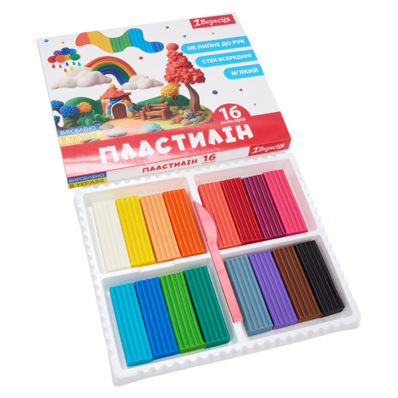 Пластилін , 16 кольорів, 320г "Classic", в кор. 23*18*1см, ТМ 1 Вересня, Україна, фото 1