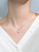 Серебряная подвеска на шею луна, колье "Месяц" из фианитов - серебро 925 пробы EGYPT SILVER